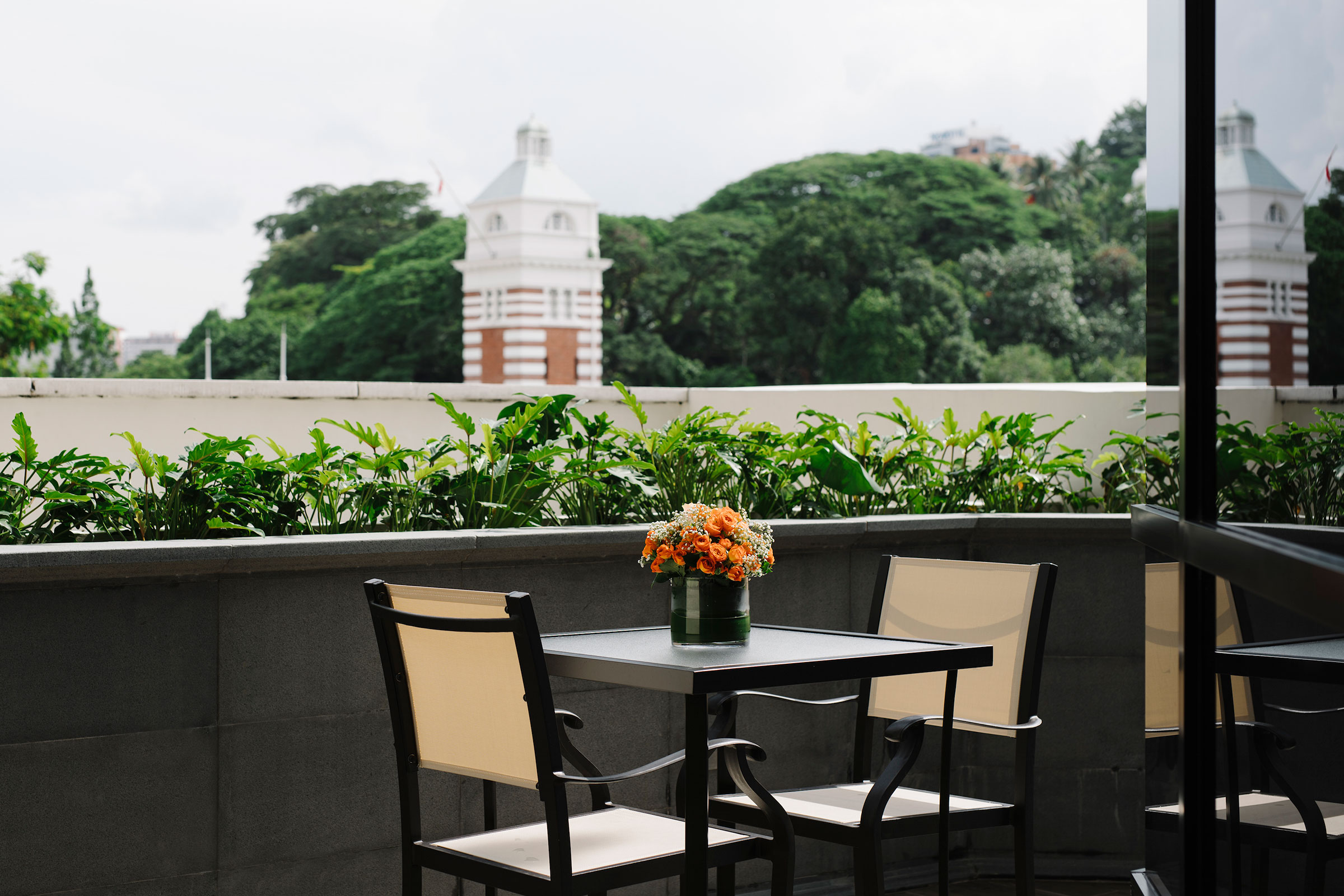 balcony with view of Fort Canning Park
