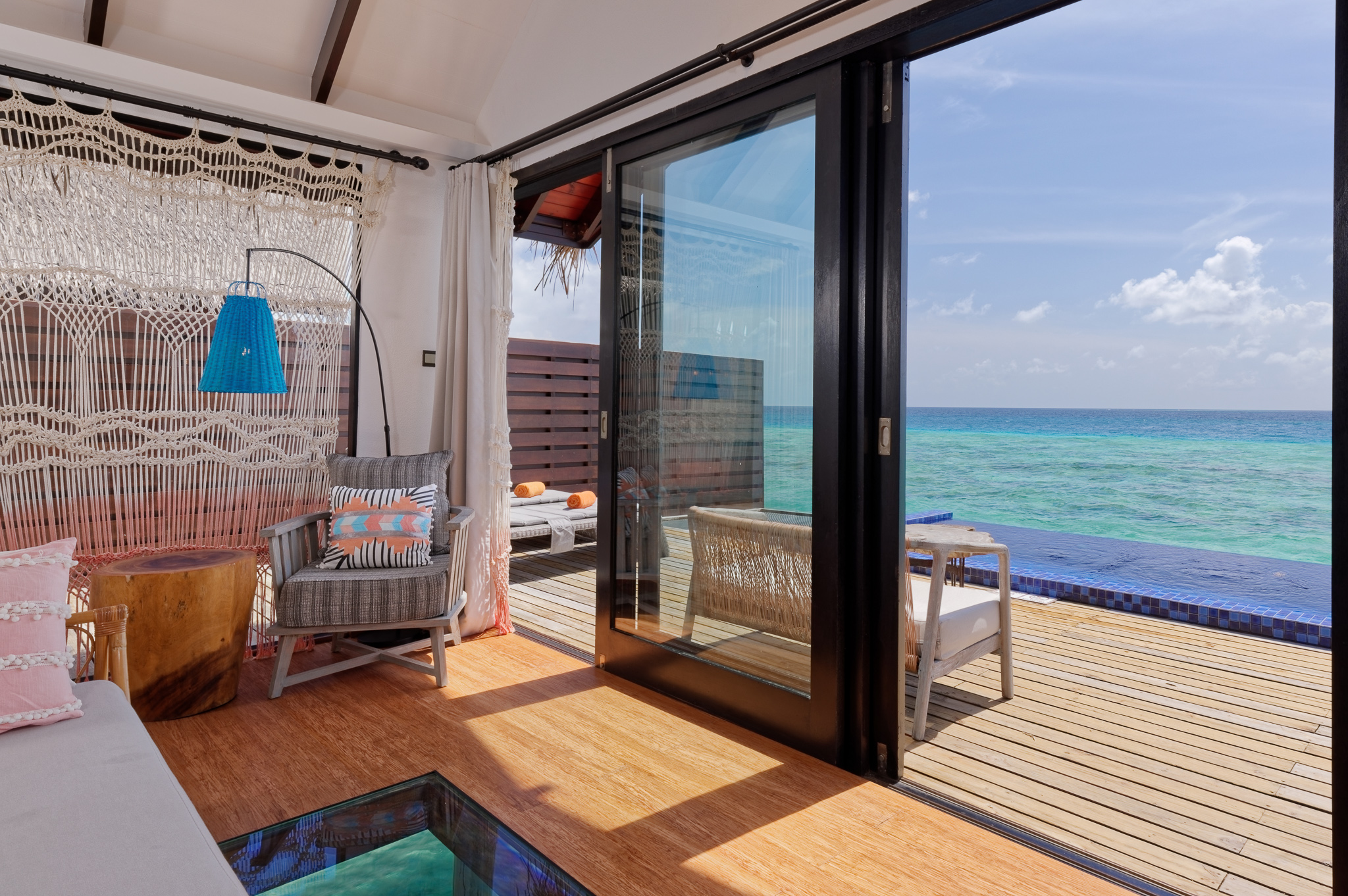 Reef Pool Water Villa overlooking the deck with private pool